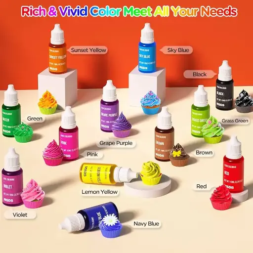 Liquid Food Coloring Set (6 colors, 10ml each)